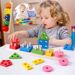 Montessori Wooden Geometric Shape Five Sets of Columns Blocks Assembling Children's Enlightenment Early Education Puzzle Toys_voghion.com