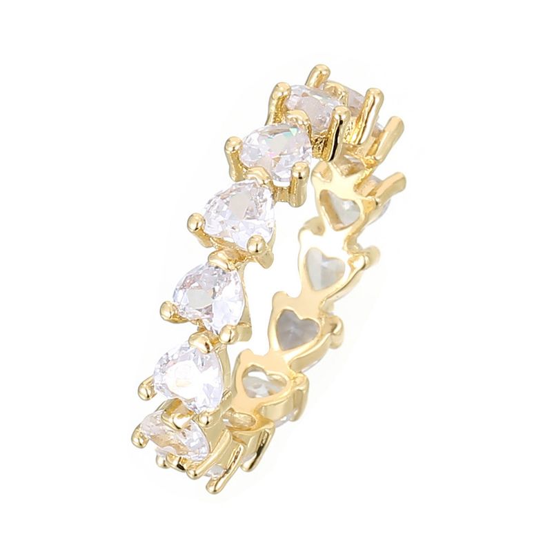 Classico anello di nozze a forma di cuore con diamanti e zirconi micro pavé abbinato per coppia_voghion.com