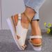 Women's Shoes Summer ladies' large size rope bottom platform thick bottom women's sandals buckle wedge heel fish mouth women's sandals_voghion.com