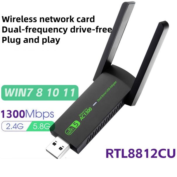 1300Mbps Dual-Band USB WiFi Adapter - 2.4GHz & 5.8GHz Wireless Network Card With No Driver Needed For Windows/Mac/Linux_voghion.com