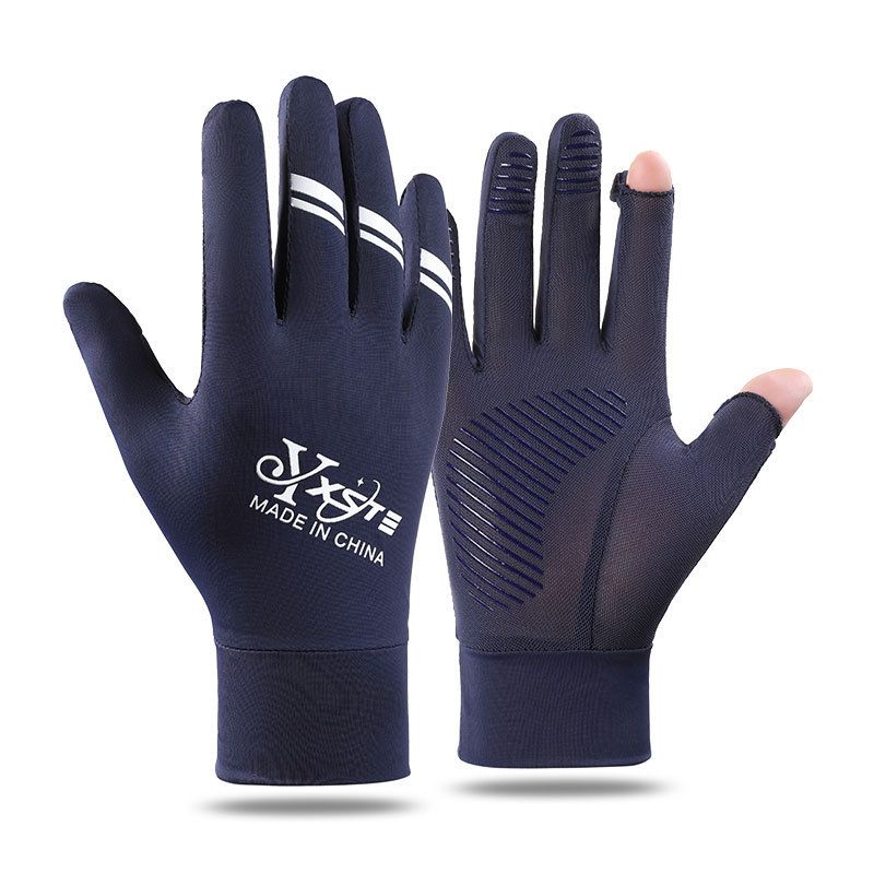 Cycling Gloves Sun Protection Gloves For Men Summer Fingerless Thin Ice Silk Breathable Letter Leak Two Finger Cycling Driving Fishing Gloves_voghion.com