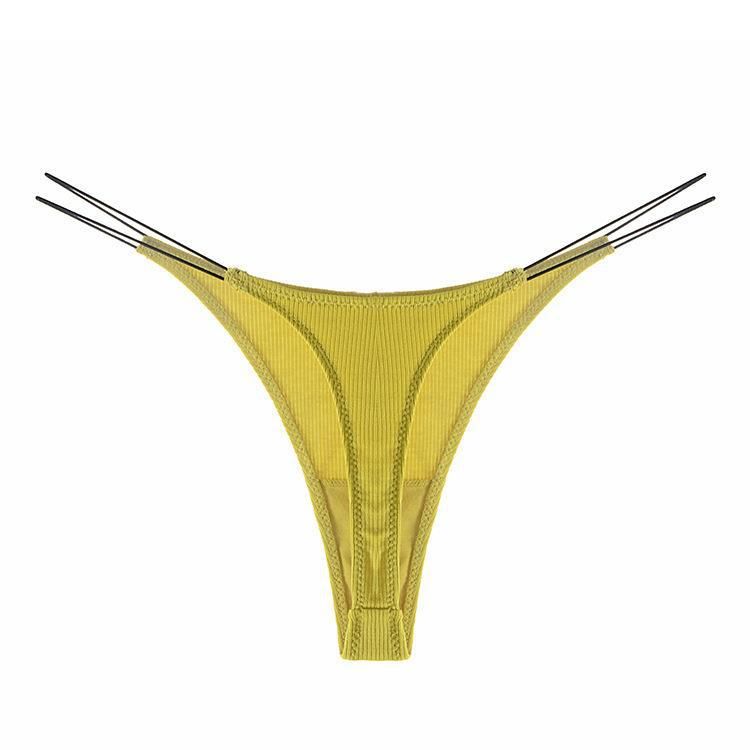 New Lycra Fine Ribbed Cotton Women's Sexy Thong With Thin Straps Comfortable Breathable G-string_voghion.com