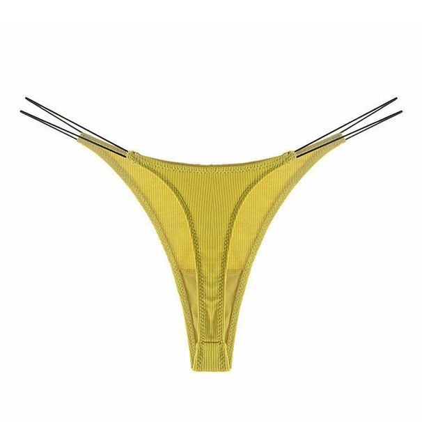 New Lycra Fine Ribbed Cotton Women's Sexy Thong With Thin Straps Comfortable Breathable G-string_voghion.com