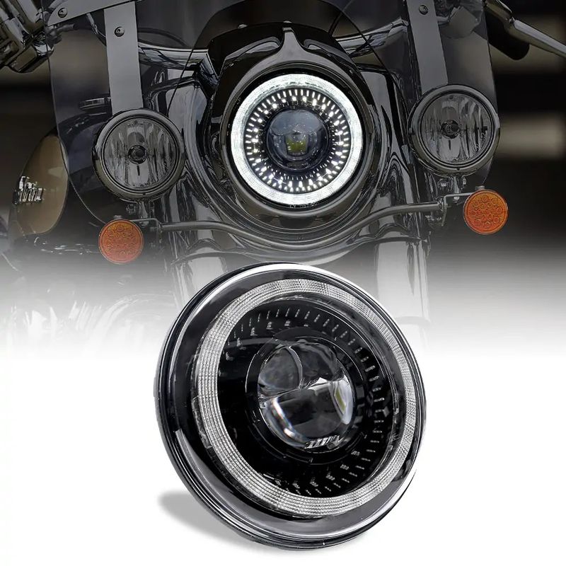 7 Inch LED Motorcycle Headlight For Harley Davidson Electra Glide Road King Softail With High Beam/Low Beam/DRL Super Bright_voghion.com