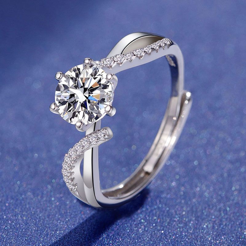 Internet Celebrity Live Hand Schmuck Micro Pave Klassische Kreuz Twist Arm Sechs Klaue Moissanite Ring Für Frauen Einfach_voghion.com