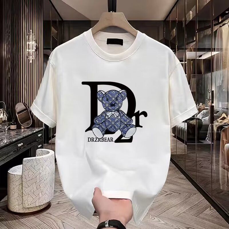 Herrenbekleidung Baumwolle bedrucktes Herren-Kurzarm-T-Shirt 2025 Neuer Sommer-Trend mit heißem Verkaufstrend Lässiges T-Shirt mit Rundhalsausschnitt_voghion.com