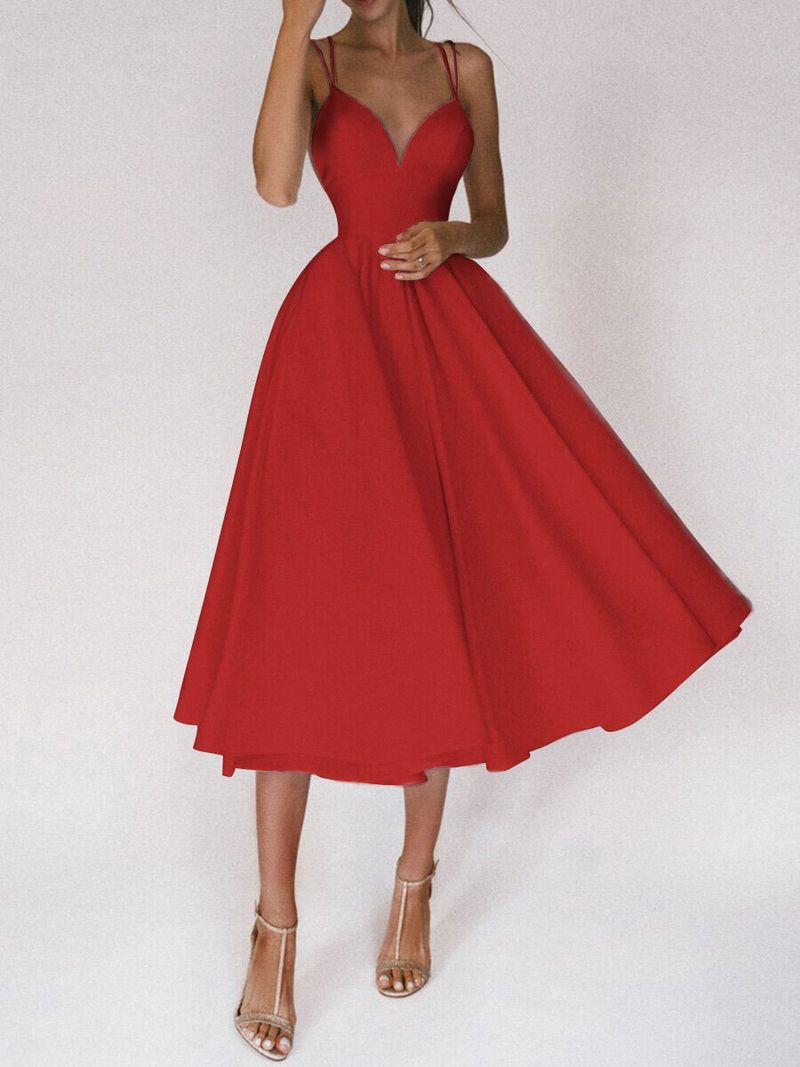 Damenbekleidung Multi Color Hosenträger Mode Sexy Swing Abendkleid_voghion.com