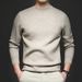 New Autumn Solid Color Half Turtleneck Slim Fit Sweater For Men Youth Base Shirt Men's Clothing_voghion.com