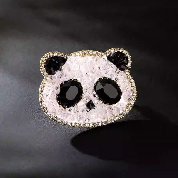 Kristall-Panda-Brosche, hochwertige weibliche Süße, Temperament, Corsage, Nischen-Design, Pin, exquisites Anzug-Zubehör_voghion.com