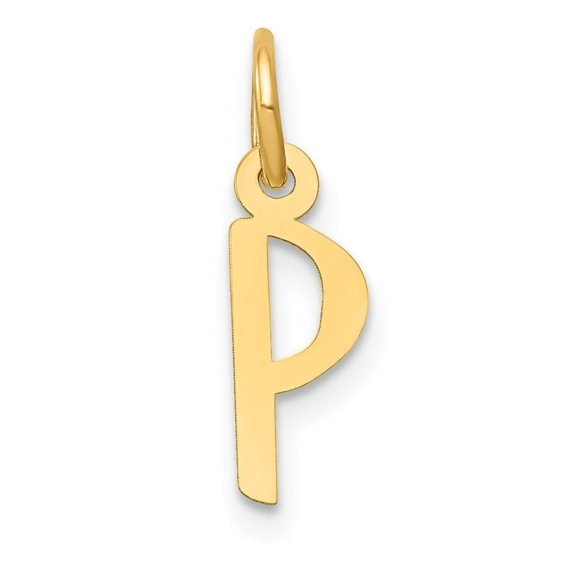14k Small Slanted Block Letter P Initial Charm_voghion.com
