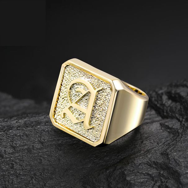 Hip Hop Volldiamant Kupfer Mikrogepflasterter Zirkon Klassisch Luxuriös Trendy Letter Herrenring_voghion.com