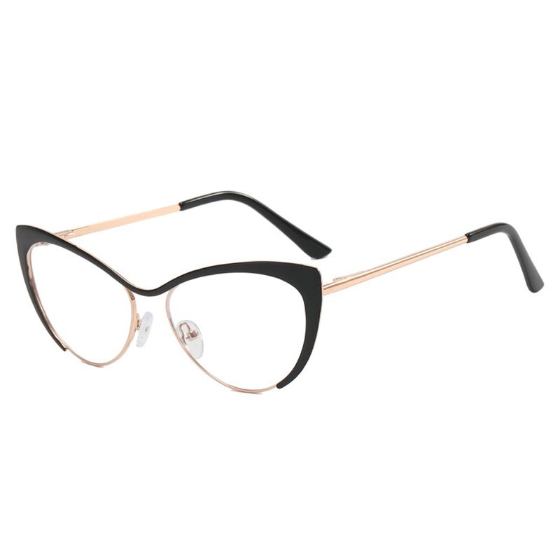 Metalliset silmälasit naisille Y2K-kummitus, alaston kasvot, internet-julkkikset likinäköisillä litteillä kehyksillä_voghion.com