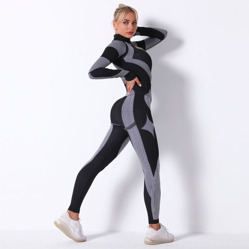 Women's Clothing  seamless knitted long-sleeved yoga suit for women breathable moisture-wicking long-sleeved sports running fitness pants_voghion.com