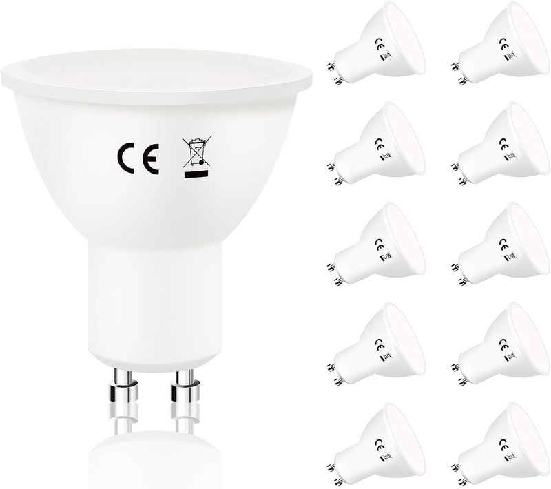 10ER GU10 LED KaltWeiß 6W Leuchtmittel Lampe Ersetzt 60W Glühbirne 5000K Energiesparlampe Abstrahlwinkel 110° Nicht Dimmbar Reflektor Birne Strahler_voghion.com