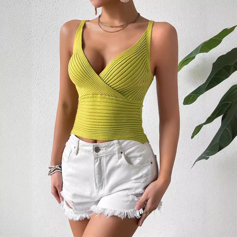 Vêtements pour femmes, pull court en tricot de couleur unie, nouvelle collection printemps, taille féminine, sexy, dos nu, sous-vêtements_voghion.com