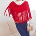 Korean version autumn and winter thickened pullover sweater long tassel knitted scarf dual-purpose neck cover shawl for_voghion.com