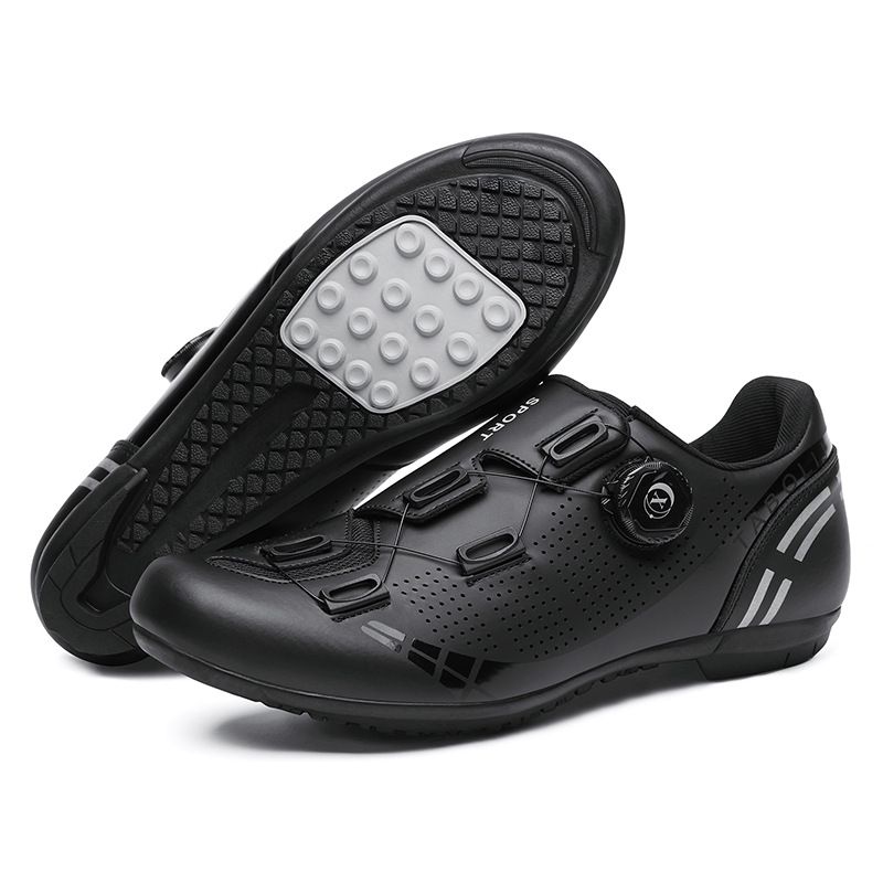 New cycling road bike lock men's shoes, women's lockless rubber flat bottomed power assisted bicycle shoes_voghion.com