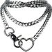 New Heart Keychain Cuban Y-Shaped Long Chain Stainless Steel O-Ring Layered Simple Necklace_voghion.com