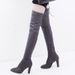 Spring and winter plus-size over-the-knee boots Women's boots with high heels and pointed points with frosted zippers_voghion.com