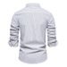 Camicia a maniche lunghe a righe da uomo in cotone e lino, moda casual_voghion.com
