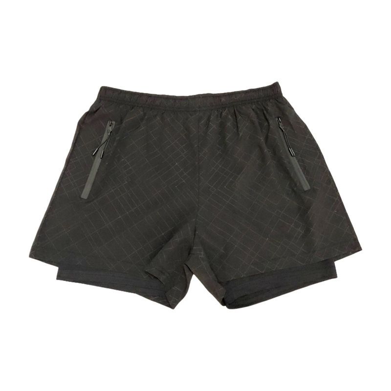 Men's clothing Stretch running sports casual double-layer fitness shorts_voghion.com
