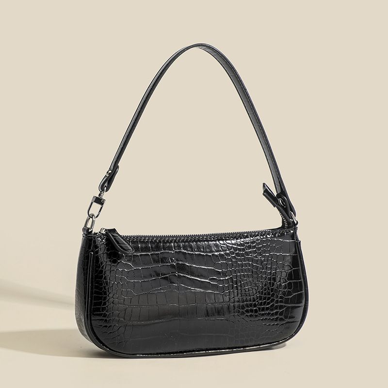 High-end French Niche Design Bag Retro Armpit Bag Baguette Bag Crocodile Pattern handbag celebrity hand bag_voghion.com