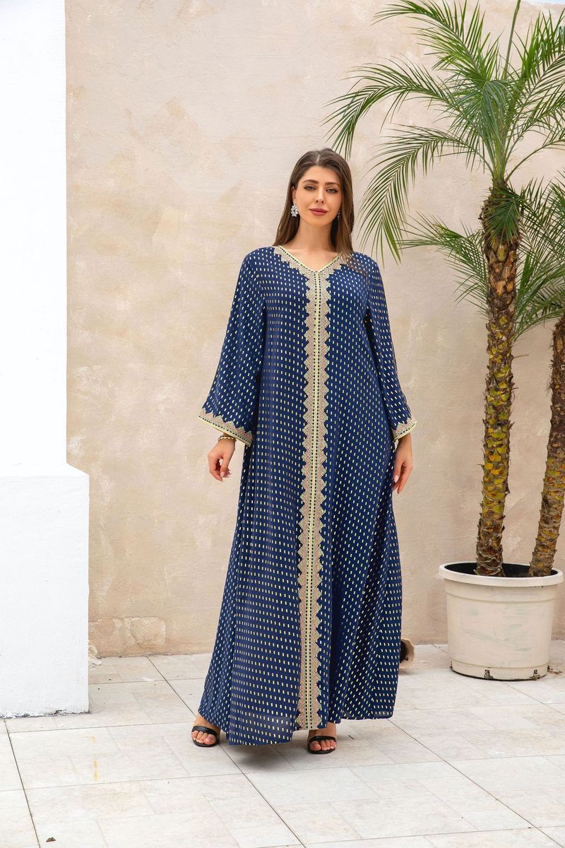 Abito musulmano placcato oro, semplice, in pizzo, snellente, da donna, Dubai_voghion.com
