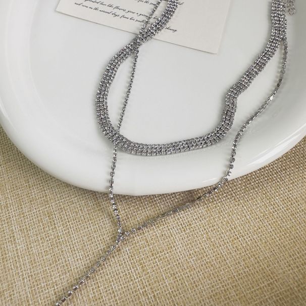 Collier à pampilles Super étincelant pour femmes, léger, luxueux, design de niche, chaîne de poitrine, chaîne de clavicule avancée_voghion.com