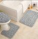 Pebble-Pattern Bathroom Mat Set - U-Shaped Toilet Rug With 3-Piece Non-Slip Coral Fleece Mats (Fast Absorbing Easy Clean Waterproof 24"X16")_voghion.com