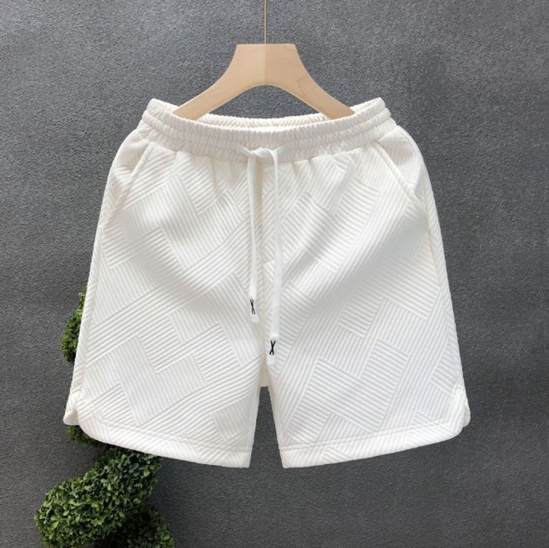 Męska odzież zaprojektowana w kształcie rombu białe spodenki eleganckie spodnie Five Quarter letnie spodnie domowe pół spodnie_voghion.com