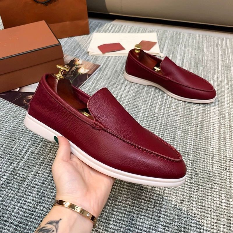 L Genuine Leather Loafers Men, One Foot British Single Spring And Autumn, Comfortable Fit, Flat Bottomed Couple Shoes_voghion.com