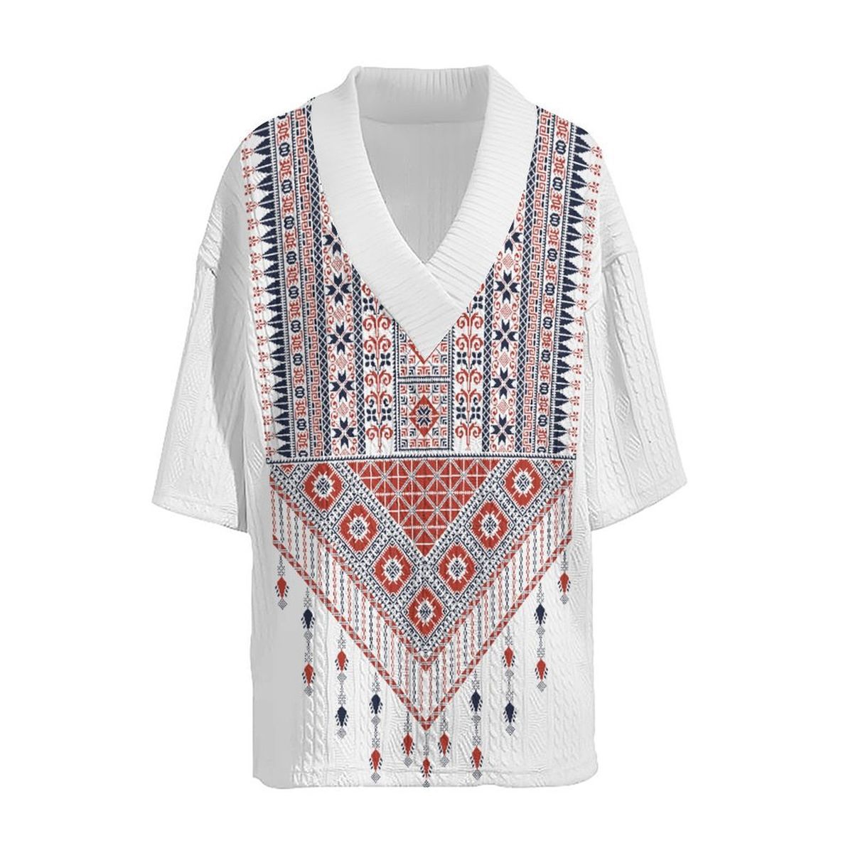 Camicia hawaiana oversize a maniche corte con scollo a V e spalle cadenti, casual, da uomo, in jacquard americano_voghion.com