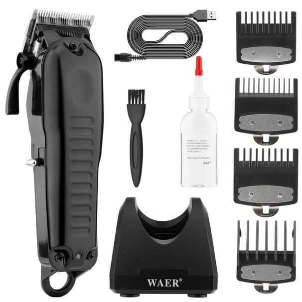 Professional Hair Clipper With Charging Docking Station, Cordless With 5 Guide Combs, Lithium Battery_voghion.com
