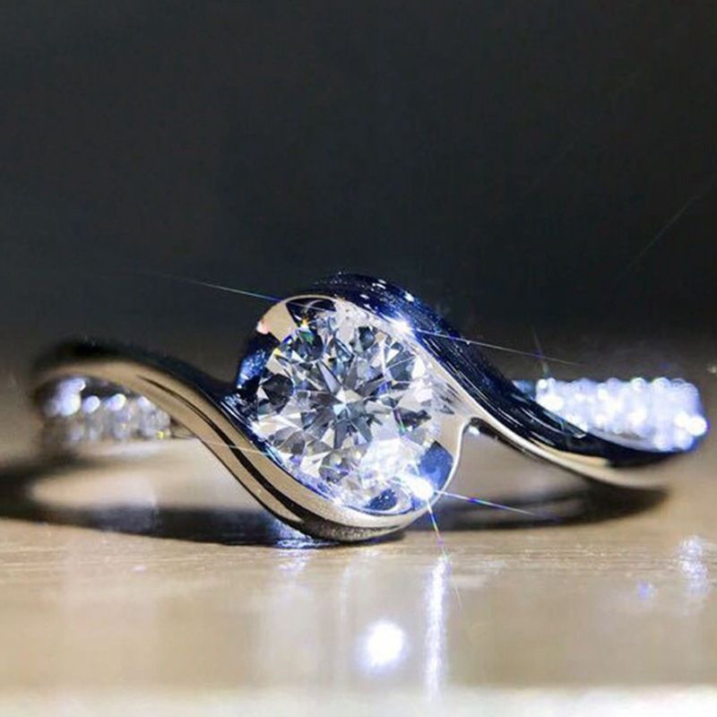 Light Luxury Style Index Finger Super Shiny Carat Zircon Geometric Diamond Engagement Ring For Women_voghion.com