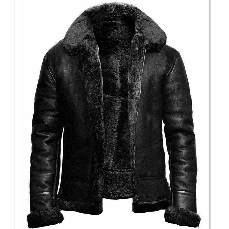Men’s Faux Shearling Jacket – Winter Bomber Coat With Plush Lining & Suede-Like Finish (S-5XL)_voghion.com