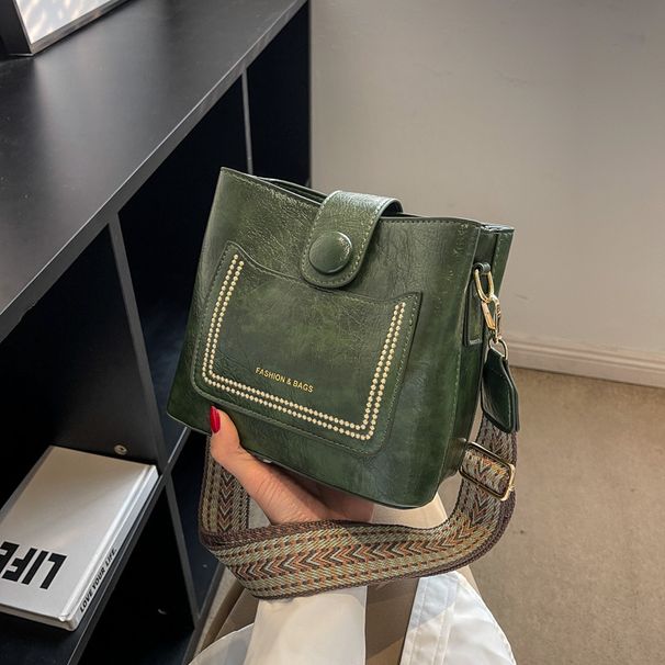 Borsa a secchiello da donna, stile retrò, da pendolare, a tracolla larga, da donna, di nicchia, alla moda, per anziani, con tracolla singola._voghion.com