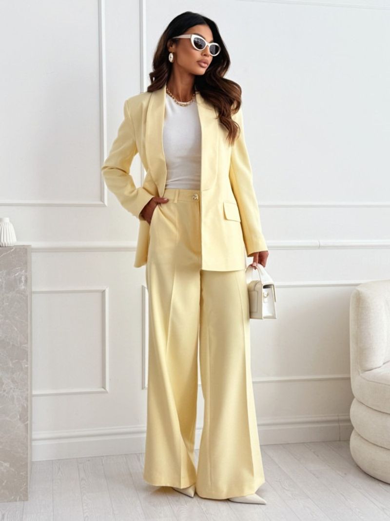 Conjunto de traje informal de pierna ancha para mujer 2025_voghion.com