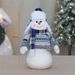 Christmas Snowman Plush Doll – Festive Tabletop Decor For Home, Gift & Store Display (Cartoon Style, Soft Fabric, Blue Checkered Hat, 3 Sizes)_voghion.com