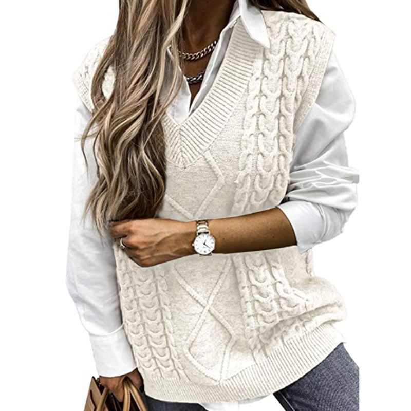 Produttori di abbigliamento femminile Fonte Maglione Gilet Gilet da donna Clip Scollo a V Maglione senza maniche ritorto_voghion.com