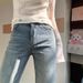 Helle Micro Flared Jeans für Damen im Herbst, neuer amerikanischer Stil, hohe Taille, locker und weit, schlankmachend, gerade_voghion.com
