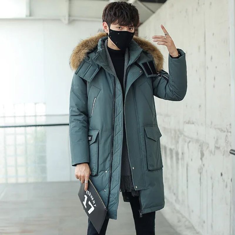 2023 Winter neue koreanische Männer Parka verdicken über dem Knie lange männliche Daunen jacke trend ige Mode Pelz_voghion.com