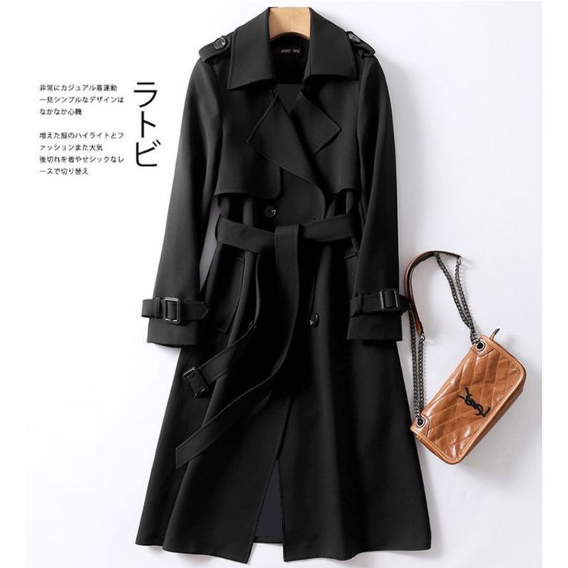 2023 Women's New Korean Double Breasted Trench Coats Casual Drawstring Jackets female Mountaineeri Overcoat Long_voghion.com