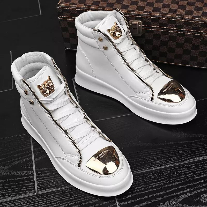 Athletic New Martin High-Top Metal Casual Leather Boots Men's Korean Style Trendy Street Dance Shoes_voghion.com