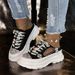 Women's Plus Size Summer 2025 Casual Sneakers - Breathable Lace-Up Slip-On Shoes With Mid Heel For Comfort & Style_voghion.com