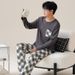 Men's pajamas, men's spring autumn styles, winter pure long sleeved home clothes, casual and simple cotton plus size_voghion.com