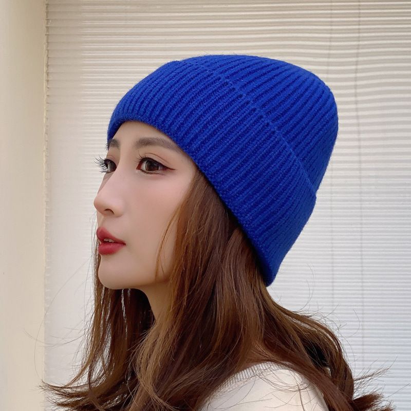 Autumn and winter new men's and women's same style knitted hat  version simple fashion woolen hat couple solid color warm hat_voghion.com