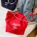 Korean Style Lazy Red Canvas For Women 2025 New Double-Sided Large Capacity Commuting Shoulder Tote Bag_voghion.com