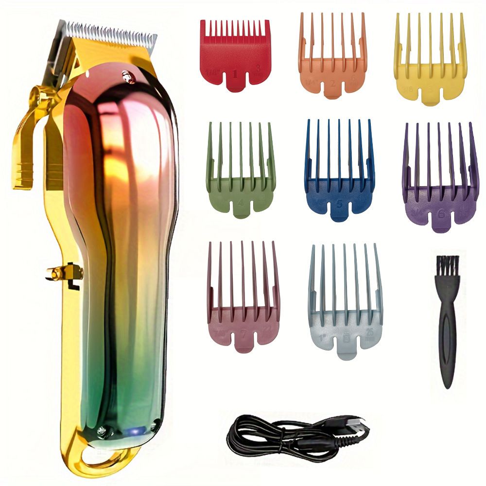 8-in-1 Hair Clipper Kit Electroplated Body With 8 Color-Coded Guide Combs For Men Women Kids_voghion.com
