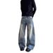 Men's Vintage Light Blue Straight Bootcut Jeans - High Street Cleanfit Style With Bamboo Cotton & Distressed Details_voghion.com