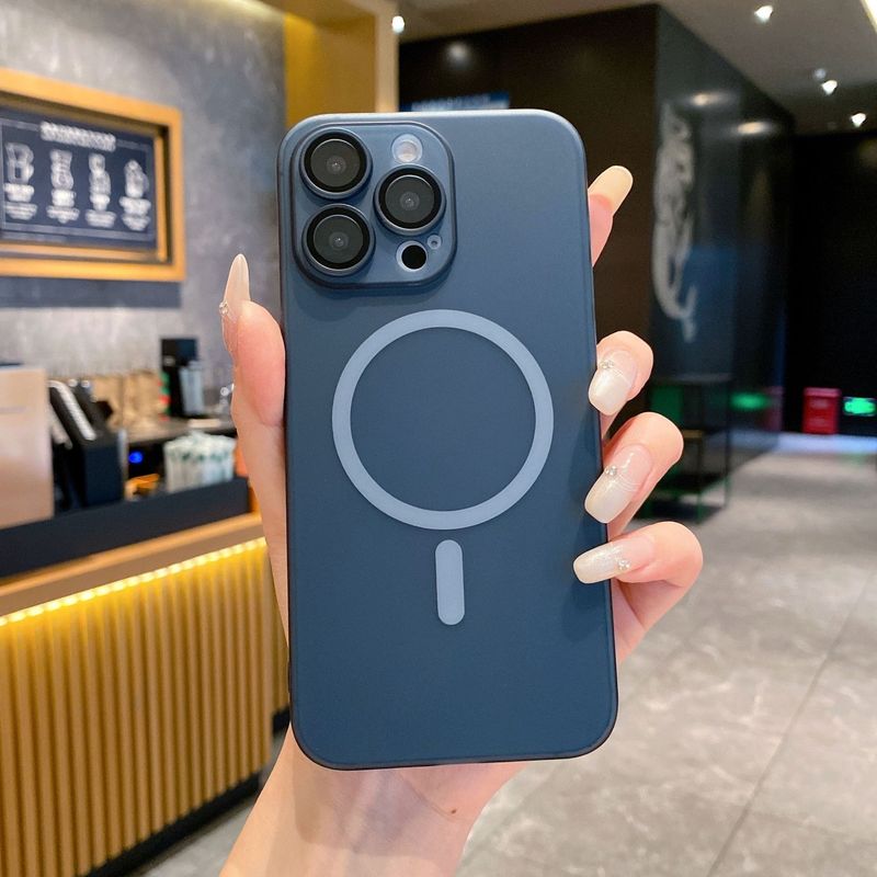Capa de celular com película para lente para iPhone 16 Pro Max, capa ultrafina fosca com névoa de gelo e capa magnética rígida_voghion.com